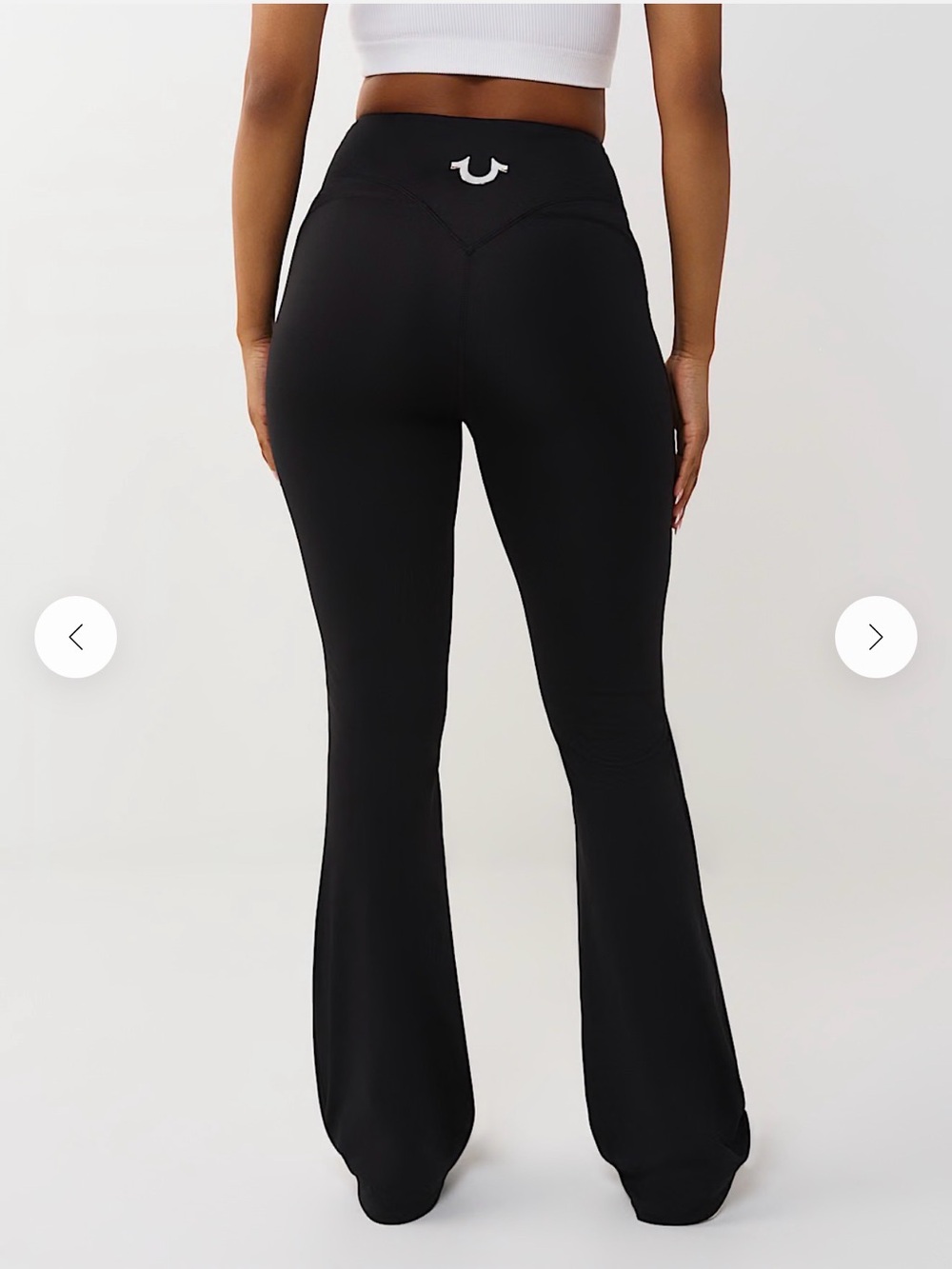 True Religion Black Flared Leggings with Signature Logo